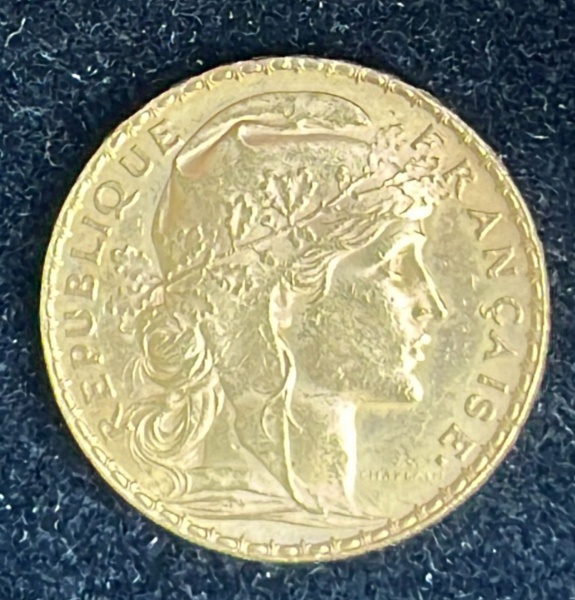 Joias . França 20 francos 1907 Ouro 6,45g