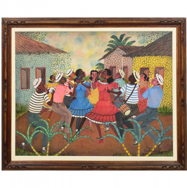 HEITOR DOS PRAZERES (RJ. 1898 - 1966) "Samba" óleo s/ tela 72 x 92 cm. Ass. e datado 62 no c