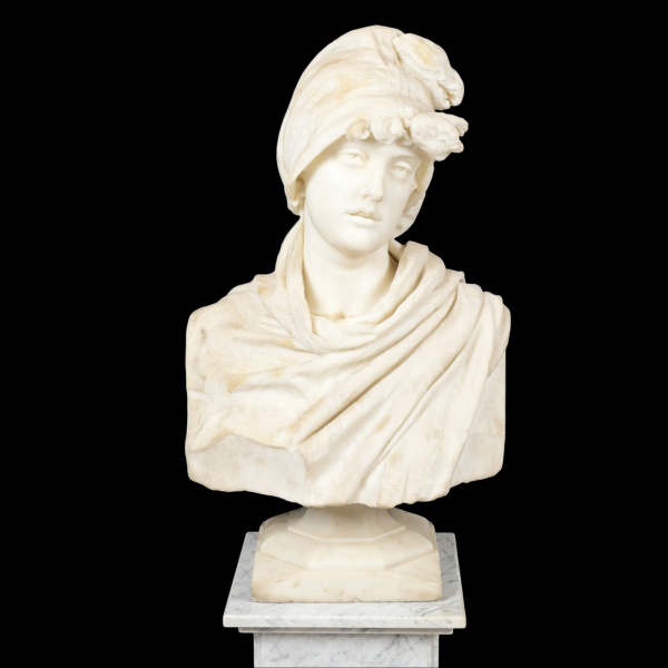 O. TABACCHI (Odoardo, Itália 1836/1905) - Grandioso e imponente busto feminino de mármore com primor