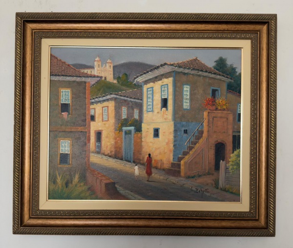 Arte . Marcos Zechetto - Ouro Preto - 40 x 50 cm - Óleo Sobre Tela - Ass. Canto ...