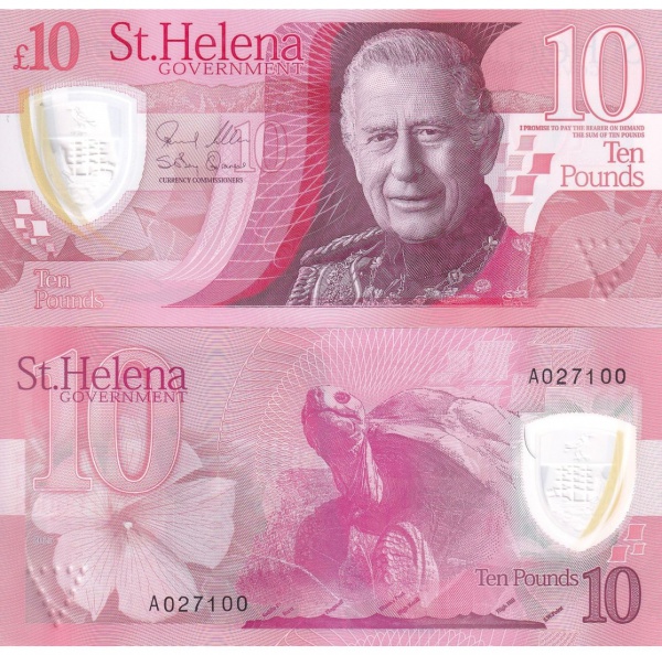 Joias . St Helena 5 pounds 2026 P14 FE Polímero Rei Charles III foto 1