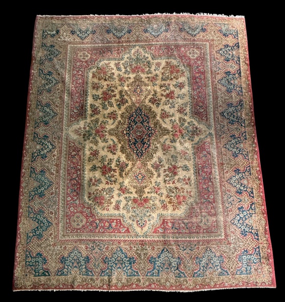 Joias . Antigo tapete Kirman, circa de 1940, med. 360 x 280 cm foto 6