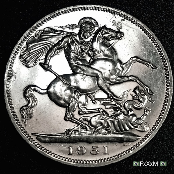 Joias . Moeda Estrangeira do Reino Unido 5 Shillings ano 1951 Comemorativa ao Festival ...