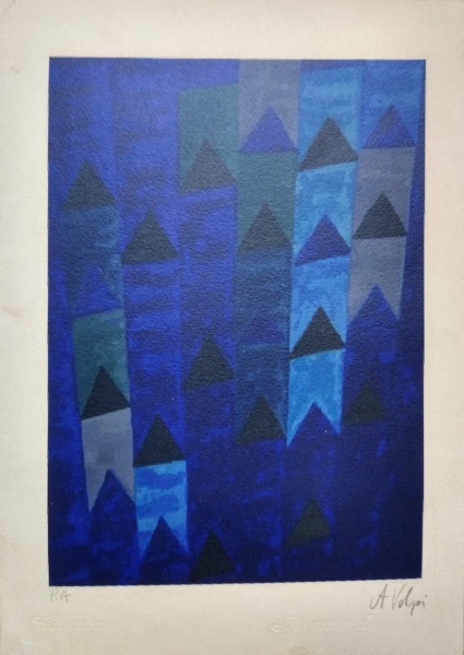Arte . Alfredo Volpi. Serigrafia assinada a lápis no canto inferior direito, marcada ...