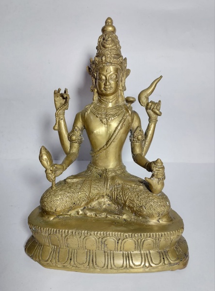 Joias . Linda e Grande Estátua em Bronze Representando Divindade Hindu em Posição de ...