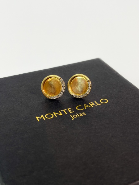 Joias . BRINCO, MONTE CARLO, EM OURO AMARELO, 18K, DIAMANTE, CIRCULO, TAMANHO: 1,0 CM, ...