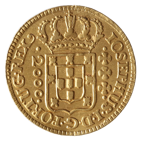 Joias . Brasil, 12800 Réis, 1730M. Ouro. AI O286. MBC. Muito be foto 2
