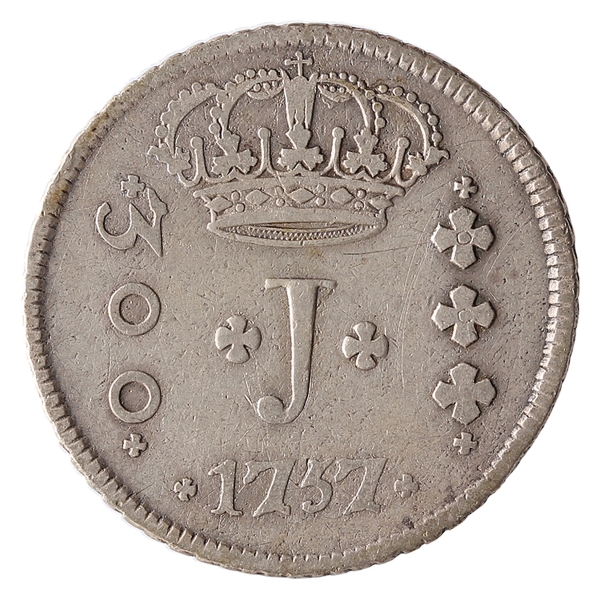 Brasil, 300 Réis, 1757B. Prata. AI P215. BC/MBC