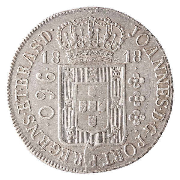 Brasil, 960 Réis, 1818R. Prata. AI P428a; Lup 9A. MBC/Sob