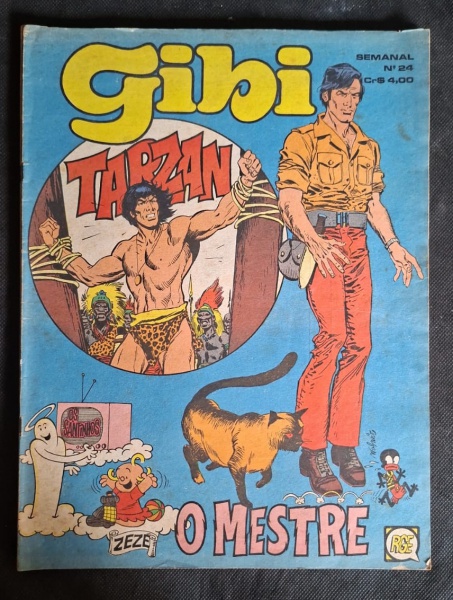 Revista em quadrinhos da Gibi, uma publicação brasileira de quadrinhos da Editora RGE (Rio Gráfica e Editora), muito popular nos anos 1970 e 1980. O título específico aqui é "Gibinho Tarzan O Mestre",