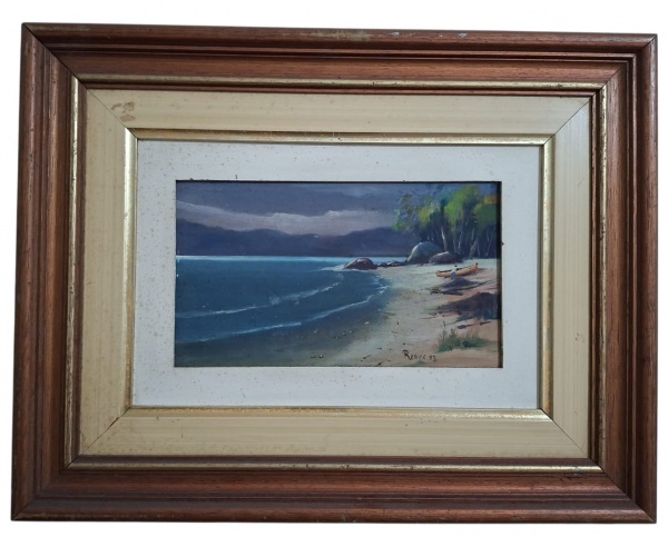 "Renée 93 - Quadro - OSE - Título: Ilha Bela. Med. 16cm x 28cm sem moldura- 37,5cm x 48,5cm com moldura -