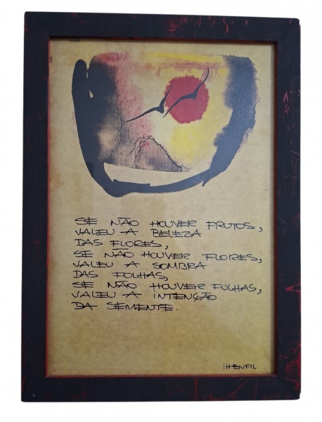 Henrique de Souza Filho, 1944-1988. Um dos maiores cartunistas, jornalista e escritor do Brasil. Criador dos Fradinhos, Graúna, Bode Orelana. - Obra: Técnica mista - aguada em vermelho/azul/amarelo + 