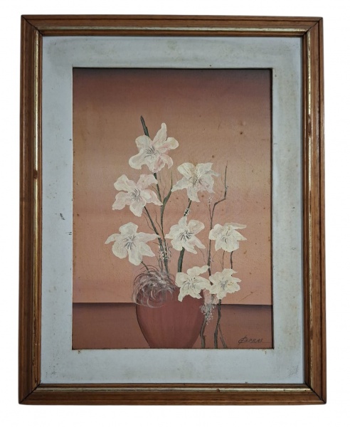 ESDRAS - VASO COM FLORES - arte decorativa brasileira anos 70-90. - Quem é Esdras:Pintor de ateliê muito ativo RJ/SP. Especialista em florais, naturezas-mortas e casarios. Assinava só "Esdras" cursivo