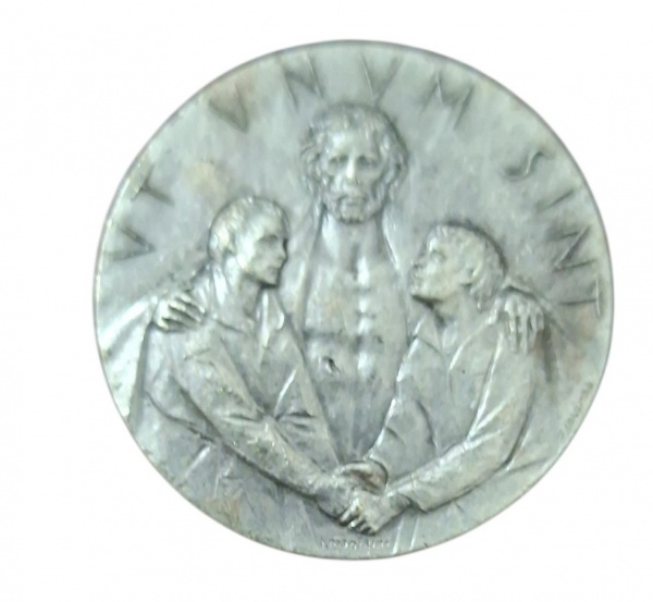 Medalha Comemorativa, Ano de Jubileu de Roma, Data 1975, Bronze Prateado, Peso 15 g, Diâmetro 34 mm