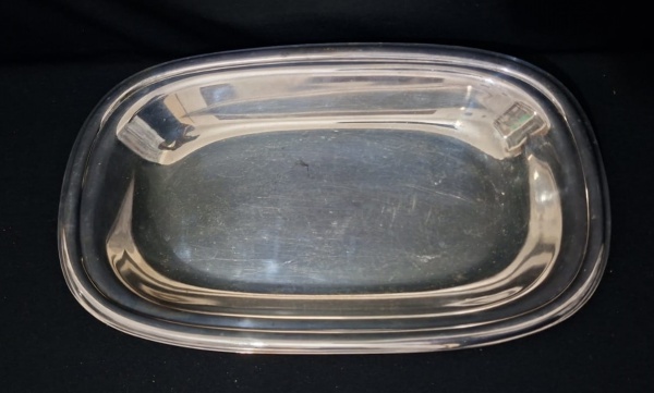 Bandeja retangular banhada a prata - Med. 33cm x 20cm