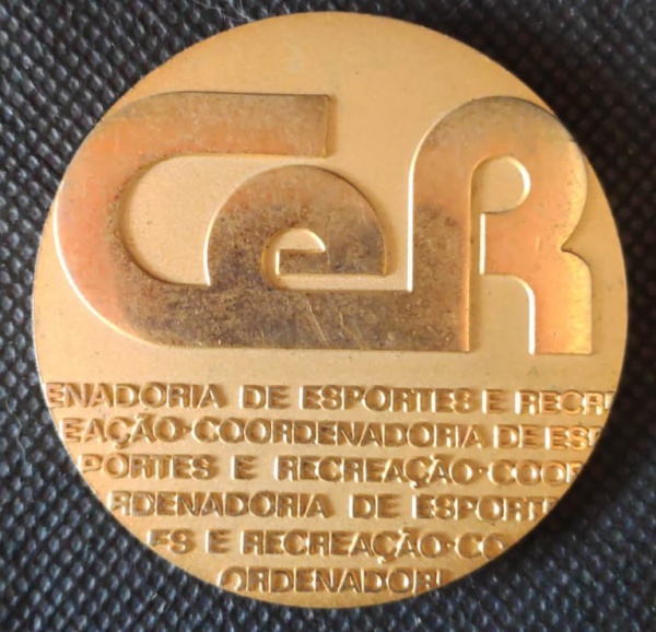 Medalha Dourada da coordenadoria de esportes e recreação do Estado de São Paulo. Diam.60mm