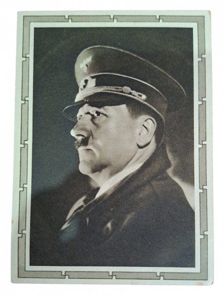 Cartão postal "Antwortkarte" do Terceiro Reich, emitido para o 50º aniversário de Adolf Hitler em 20 de abril de 1939 - - Selo com o rosto de Hitler e carimbo comemorativo de Nuremberg "Die Stadt der