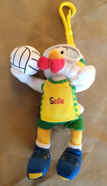 Colecionismo - Raro boneco Peru sadia, modalidade competição olímpica Voleibol Rio 2007. Alt.17cm