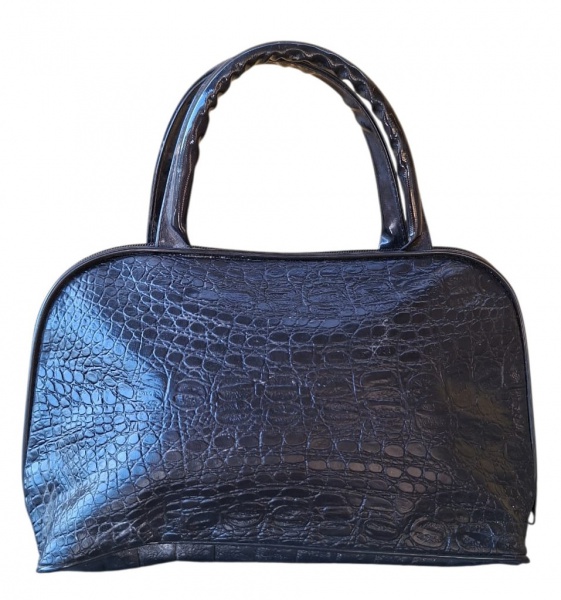 Bolsa Vintage Estampa Jacaré/Crocodilo Preta - Bolsa baú/doctor bag clássica! Modelinho anos 60-80 que voltou com força no vintage - - Modelo: Bolsa baú/doctor bag com 2 alças curtas- Material: Couro 