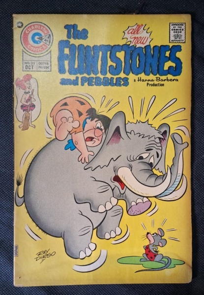 Charlton de Flintstones! Essa aqui é mais tardia - The Flintstones and Pebbles #33 - Outubro, Charlton Comics - Editora: Charlton Comics - selo redondo azul/branco no canto - Data: OCT - Outubro. Códi