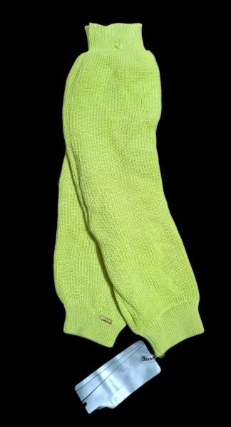 Aquecedores de perna/Polar verdes neon + tag - - Peça: Aquecedores de perna/manguito comprido - tricot canelado grosso- Cor: Verde neon/limão bem vibrante - Leg warmers: Estouraram nos anos 80 com a m
