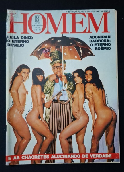Revista HOMEM nº 27 - Novembro 1980 - Peça histórica da imprensa BR anos 80! Capa com Adoniran Barbosa + As Chacretes. Documento cultural da época da ditadura/abertura. - - Revista: HOMEM nº 27, Novem