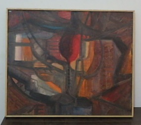 BURLE MARX, "Abstrato", medidas 50 x 60 cm. Óleo sobre tela. Datado de 1987. A.C.I.D. (Por questão de segurança a peça não se encontra no local, visitação somente com agendamento prévio e com hora mar