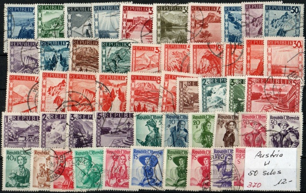 Arte . L31 - 369 / ÁUSTRIA - 1950/1953 -  YVERT  54/60 M/U - T foto 1