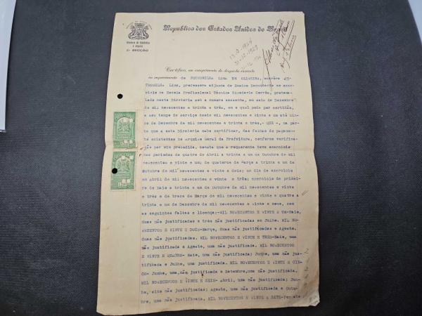 Joias . Brasil, documento particular de 1952, com selos e estam foto 8