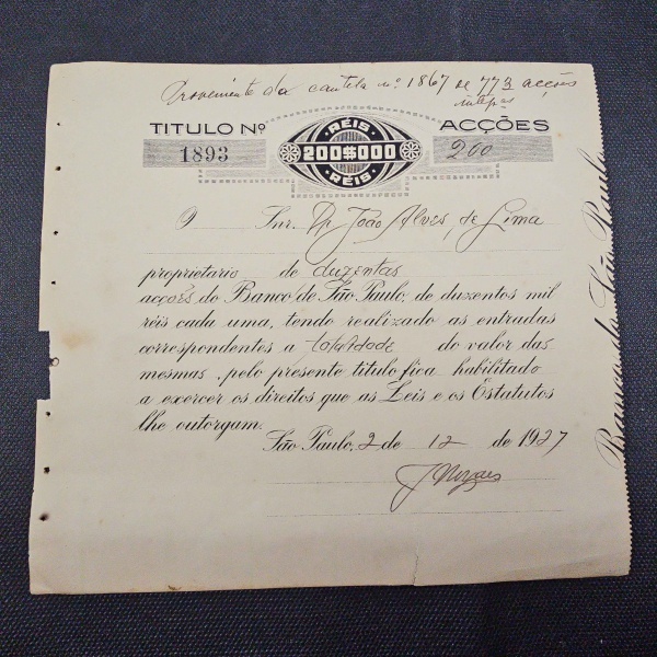 Joias . Brasil II Império, documento de venda de direitos autor foto 1
