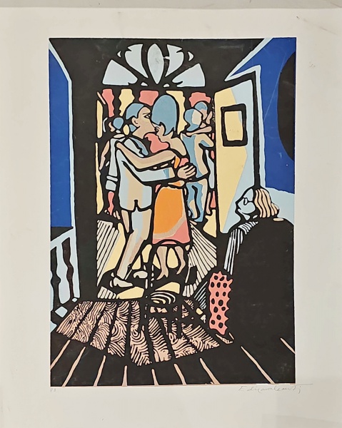 Joias . Di Cavalcanti, serigrafia, "Mulher com gato" 65 foto 3