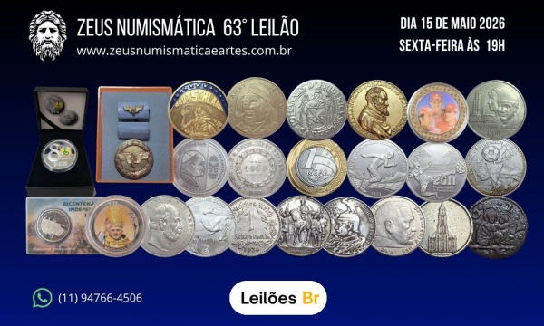 Joias . 63º LEILÃO ZEUS NUMISMÁTICA DIA 15/05/26 SEXTA -FEIRA ÁS 19H
