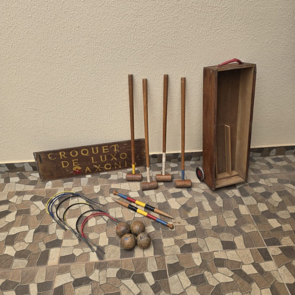 Joias . Raro conjunto antigo de Croquet Croquet De Luxo Saxoni, anos 60,  completo em ...
