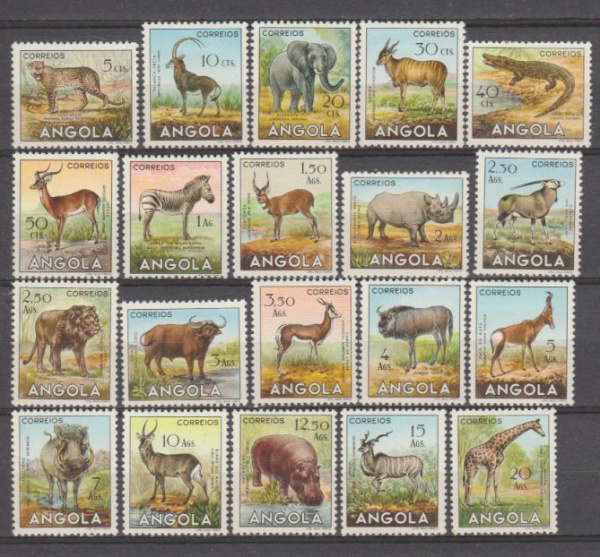 Joias . PORTUGAL COLÔNIAS - ANGOLA - SÉRIE COMPLETA NOVA COM GOMA - FAUNA