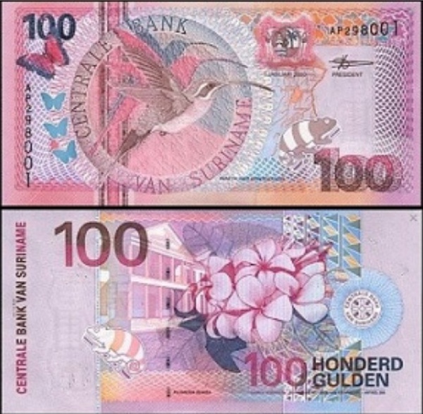 Joias . SURINAME CEDULA DE 100 Gulden DO ANO 2000- EM ESTADO DE CONSERVAÇÃO CONFORME A ...