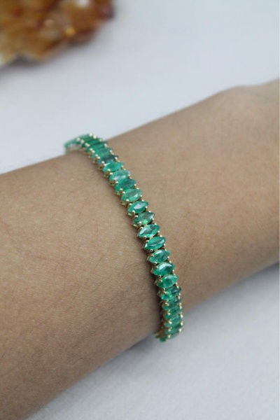 Joias . PULSEIRA RIVIERA, ETERNNO, EM OURO AMARELO, 18K, RIVIERA, ESMERALDA, TAMANHO: ...