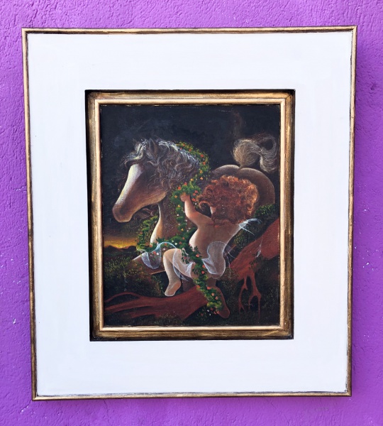 Arte . W. LAGE 77 - Pintura óleo sobre tela, apresentando Par foto 1