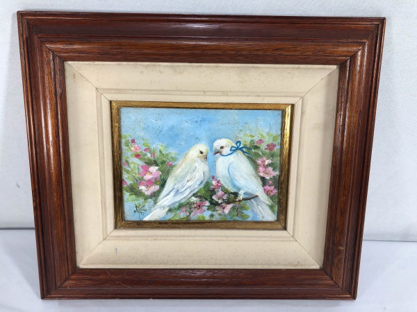 Arte . W. LAGE 77 - Pintura óleo sobre tela, apresentando Par foto 2