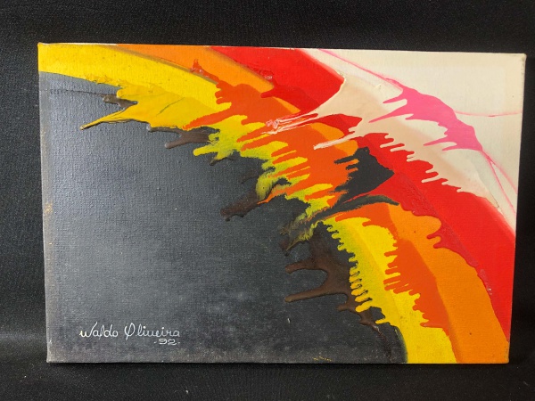 Arte . W. LAGE 77 - Pintura óleo sobre tela, apresentando Par foto 5