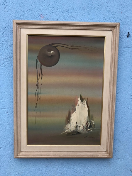 Arte . W. LAGE 77 - Pintura óleo sobre tela, apresentando Par foto 8