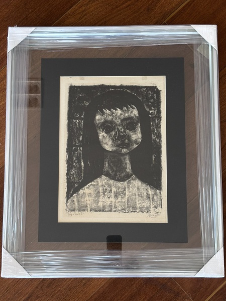 Joias . MARINA CARAM (1925-2008)  "MENINA SOLITÁRIA"; GRAVURA ORIGINAL EM PRETO ...