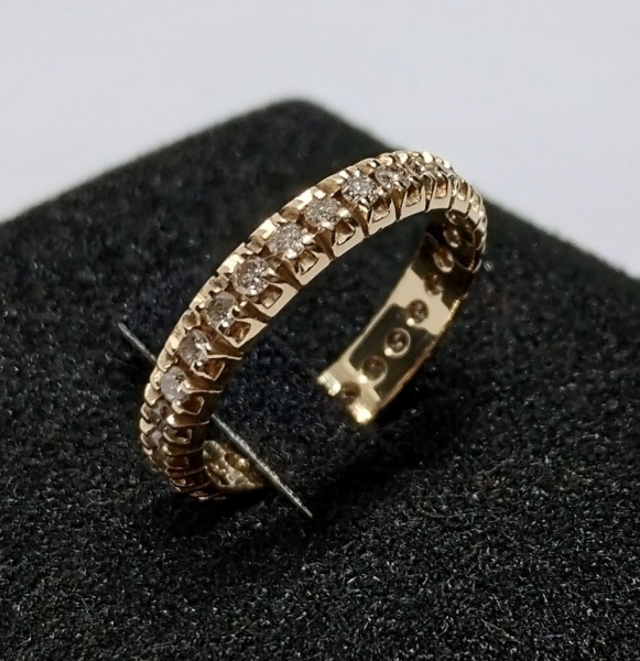 Joias . Anel Aliança Inteira Completa em OURO AMARELO 18K 750, com 28 Diamantes de 2 ...