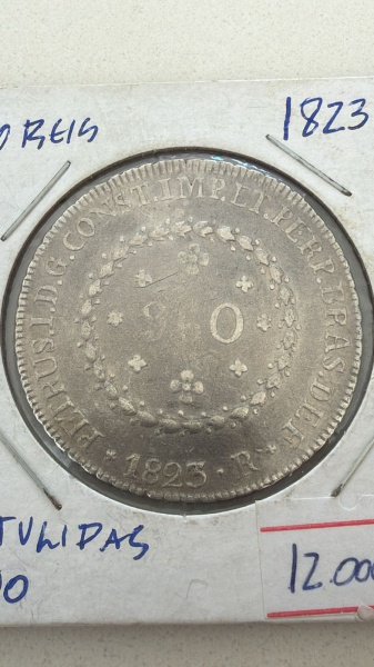Joias . Moeda de Prata 960 reis - IGNO 28 tulipas 1823R
