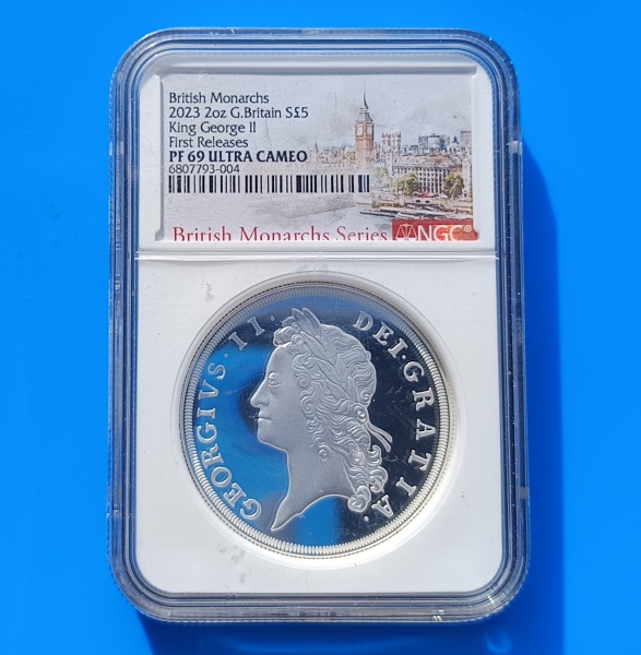 Joias . Moeda de 5 Libras Inglaterra - 2 oncas - 2023 Proof prata .999 40mm P: 62.86 g