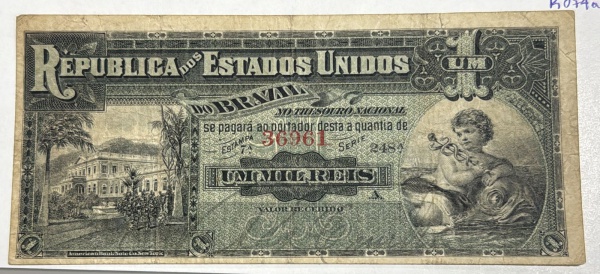 Joias . Cedula de 1 mil reis republica - Ano 1890 - R074a