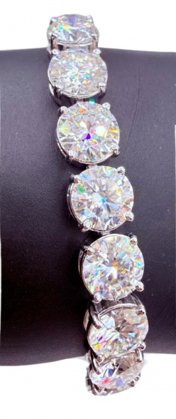 Joias . MOISSANITE - Pulseira riviera em prata 925mls cravejado por moissanites (1,5ct ...