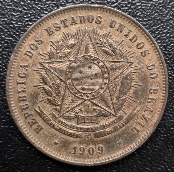 Joias . Moeda do Brasil Rara - 20 Réis 1909 - B-812 - Bronze - República - Excelente ...