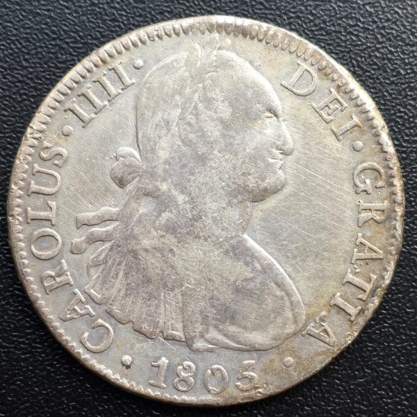 Joias . Moeda da Nova Espanha ( México ) - 8 Reales - Charles IV 1805 TH - Prata (.896) ...