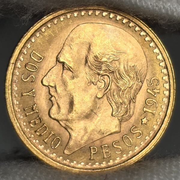 Joias . Moeda de Ouro - Mexíco - 2 Pesos 1945 - Miguel Hidalgo y Costilla - Km463 - ...