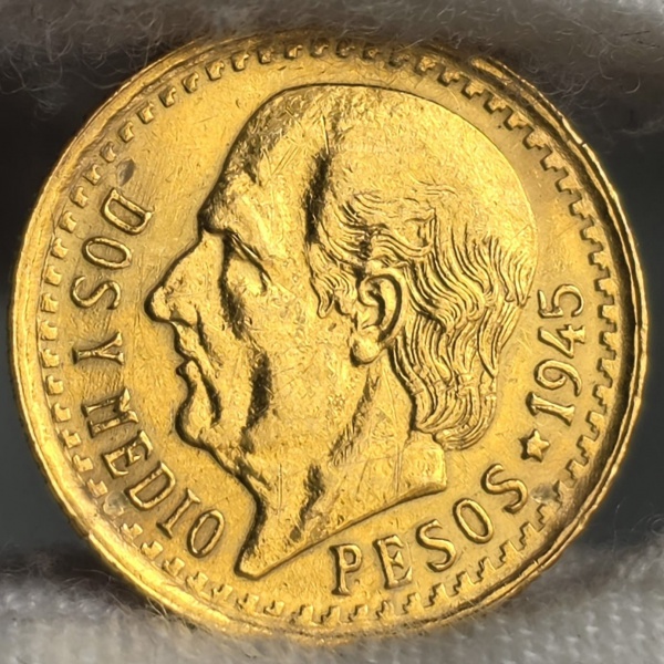 Joias . Moeda de Ouro - Mexíco - 2 Pesos 1945 - Miguel Hidalgo y Costilla - Km463 - ...